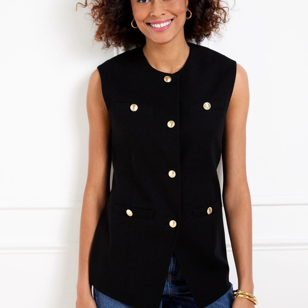 Talbots NWT Sleeveless Jacket with Gold Buttons
